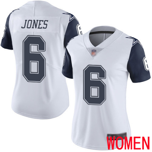 Women Dallas Cowboys Limited White Chris Jones #6 Rush Vapor Untouchable NFL Jersey->women nfl jersey->Women Jersey